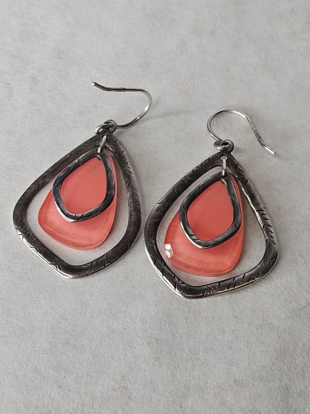 925 Sterling Silver Silhouette Peach Dangle Drop Earrings 1x1.5 Inches